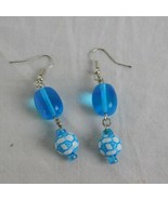 Blue Dangle Soccer Ball Earrings Silver Toned Hooks Handmade Fun Fashion... - £6.19 GBP