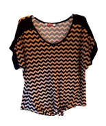 Carol Rose Women&#39;s T-Shirt Brown Black Chevron Short Sleeve Stretch XL - $12.86
