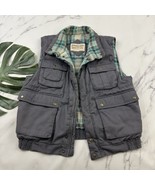 Trails End Mens Vintage 90s Cargo Puffer Vest Size M Gray Flannel Lined ... - $48.73 CAD