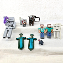 Minecraft  Lot of 9 Figures Weapons Keychains Hangers Wolf Ghast Skeleton More - $15.78