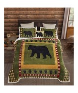 BEAR &amp; PAW Flannel 4pc KING Bed Set with Sherpa backing Shams and Accent... - £62.59 GBP