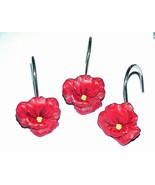 Poppy Field Floral Bathroom Bath Shower Curtain and Matching 12 Curtain ... - $29.75