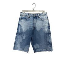 Topman Womens Cut-Off Straight Jean Shorts Blue Frayed Acid Wash Denim 2... - $13.99