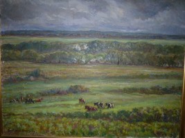 Guillermo Ciro Rodriguez, Uruguay, Signed Oil Painting, Grazing Cattle, 76 x 92 - £380.24 GBP