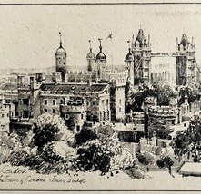 Tower Bridge Cityscape View 1901 Victorian London Print Art UK Antique D... - €43,21 EUR