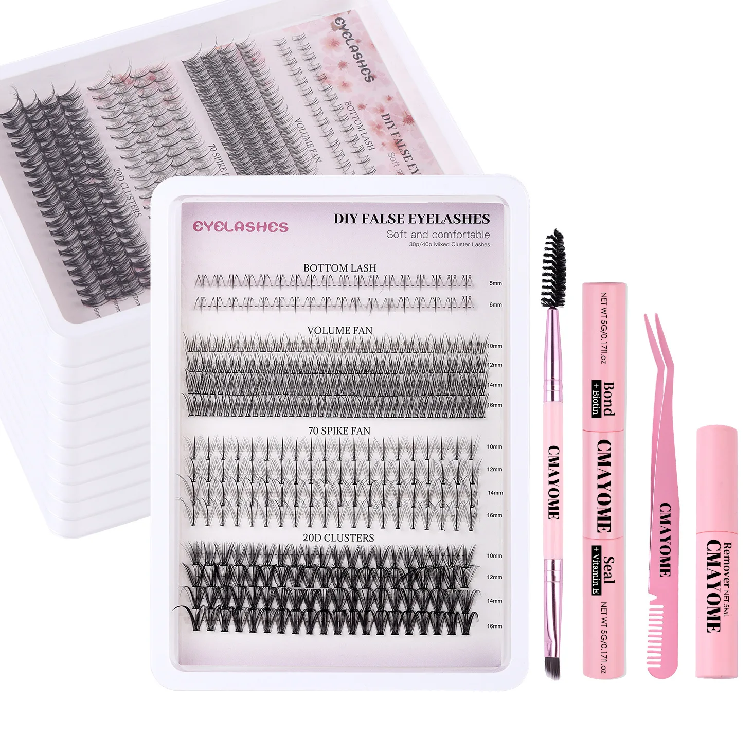 DIY Lash Extension Kit 216Clusters High-capacity False Eyelashes Natural Wispy C - £18.69 GBP