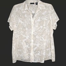 Apostrophe Womens Semi-Sheer Blouse Size 20/22W Short Sleeve V-Neck Button Front - £10.98 GBP