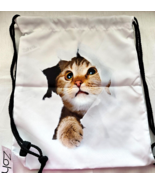 Zohra Escape Cat Drawstring Backpack Sling Bag School Sports Polyester B... - $13.56 CAD