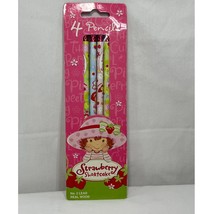 2006 American Greetings Strawberry Shortcake 4 Piece No 2 Lead Real Wood Pencils - $8.60