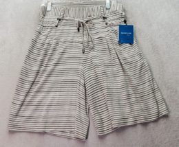 Derek Lam Shorts Women&#39;s Small Tan Striped Rayon Pocket Elastic Waist Drawstring - £25.47 GBP
