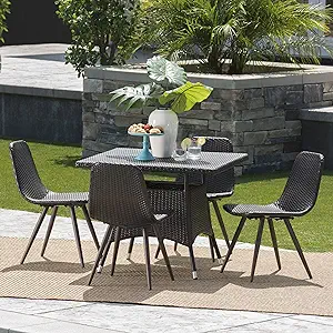 Christopher Knight Home Harper Outdoor Wicker Square Dining Set, 5-Pcs S... - £752.93 GBP