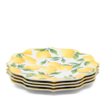 C&amp;C California Set Of 5 Beaded Edge Lemon Melamine 11&quot; Dinner Plates Summer - £46.53 GBP