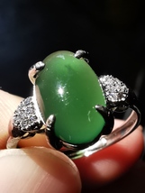 Glassy Ice Dark Green 100% Natural Burma Jadeite Jade Ring #Type A Jadeite# - £305.62 GBP