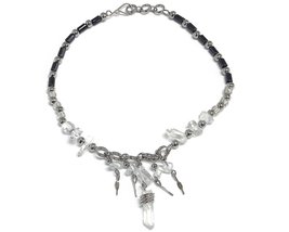 Mia Jewel Shop Natural Clear Quartz Crystal Chip Stone Dangle Hematite Beaded An - £13.77 GBP