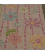 Pottery Barn Nursery / Girls Room Pink Multi Daisy Flower 100% Wool  3&#39; ... - $114.37 CAD