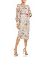 Mac Duggal Embellished High Neck Illusion Long Sleeve Midi Dress Size 10 NWT - £184.29 GBP