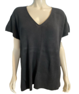 J.Jill Wearever CollectionBlack Ribbed Knit V Neck Short  Sleeve Sweater 2X - $39.45 CAD