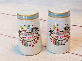Vintage Las Vegas Lusterware Salt &amp; Pepper Shaker Set Luster ware Souvenir - £7.78 GBP