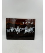 Vtg Vietnamese Lacquer Horse Wooden Backed Picture 15&quot;x11&quot; - £81.61 GBP