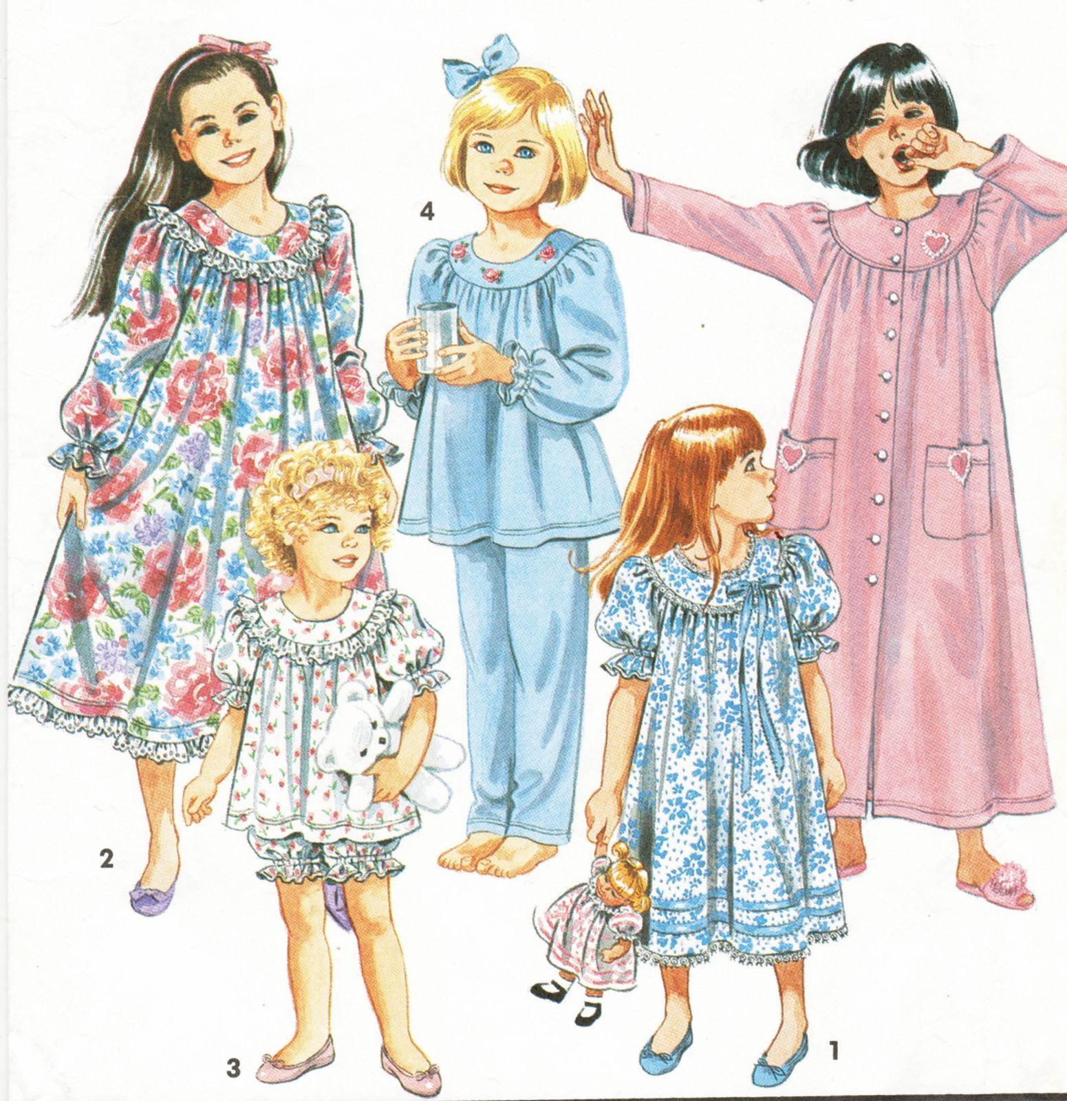 Childs Nightgown Robe Bathrobe Long Short Top Pants Pajamas Sew Pattern 3-6 - $12.99