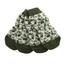 Non Skid Forest Green Camouflage Cotton Dog Socks Sizes XS-XL   - $227.89 MXN