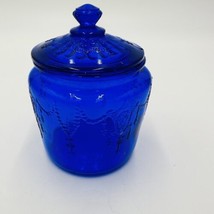 Jennifer Canister Miniatures Jar &amp; Lid Depression Glass Mosser Cobalt Cracker - £30.86 GBP