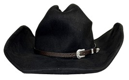 Fluffy Sense Cowboy Hat Black Modern Western Wear Vegan Suede Black Size... - £61.42 GBP