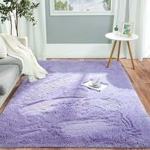 Pettop Fluffy Shaggy Area Rugs for Girls Bedroom,4x6 Feet Soft Purple Kids Room - £33.46 GBP