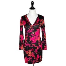 Diane Von Furstenberg Reina Short Silk Dress Black Pink Floral Women Size 2 - £39.10 GBP