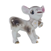 Vintage Ceramic Calf Baby Cow Figurine Flower Bell Collar Anthropomorphi... - $14.99