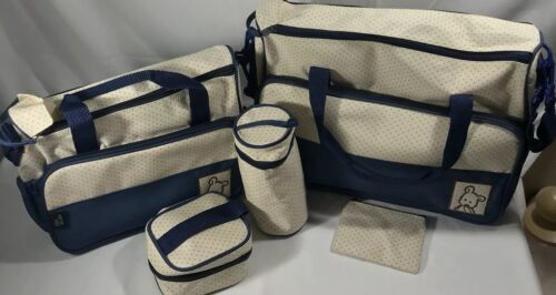 SOHO Diaper Bag Tote Insulated Milk Set Travel Navy Polka Dot Ellie & Luke - $50.00