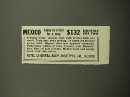1955 Hotel La Quinta Ad - Mexico happy as a bird for a song $132 Monthly for two - £14.48 GBP
