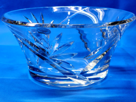 Vintage GORHAM Yugoslavia - 24% Full Lead Crystal FAN &amp; HASH 10&quot; Bowl - ... - $31.66