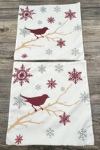Cali Time Red Cardinal Snowflake Pillow Covers Winter Holiday Christmas (2) - £11.93 GBP