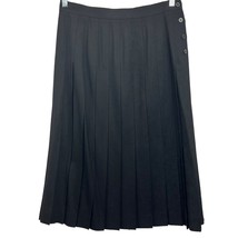 Talbots Pleated Wool Skirt Black Size 14P Petite 100% Wool Midi A-line M... - £19.59 GBP