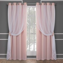 Exclusive Home Catarina Layered Solid Room Darkening Blackout And, Rose ... - $44.99