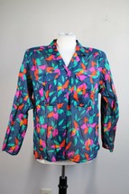 Vtg 80s Liz Claiborne 8 Floral Cotton Semi-Sheer Button-Up Blouse Top - £23.54 GBP