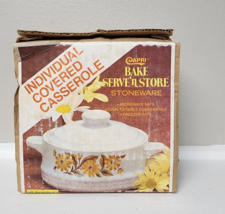 Capri Bake Serve &#39;N Store Stoneware Individual Casserole Dish w/ Lid Vintage - £7.94 GBP
