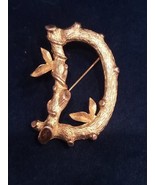Vintage Sarah Coventry Brooch Pin Initial Letter D Gold Tone Branch Twig... - £4.96 GBP