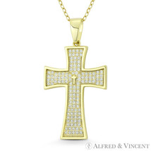 Pattee Heraldic Cross Cubic Zirconia 925 Sterling Silver 14k Gold-Plated Pendant - £18.67 GBP+