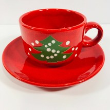 Waechtersbach Christmas Tree Flat Tea Cup Saucer Set West Germany Mug Plate - £19.55 GBP
