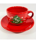 Waechtersbach Christmas Tree Flat Tea Cup Saucer Set West Germany Mug Plate - £19.78 GBP