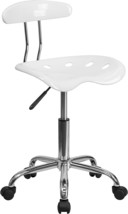 Bright White And Chrome Swivel Task Office Chair With Tractor Seat From Flash - £77.37 GBP