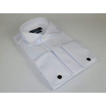 Men Tux Formal 100% Cotton Shirt MANSCHETT Turkey Slim Fit 303-01 White Wing tip image 2