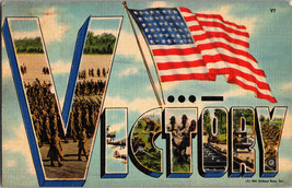 Vtg Postcard Victory Series  USA Flag WWII Patriotic Postmarked 1943 - £11.37 GBP