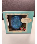 Vintage Laurence Miniature Blue/Green Pine Hurricane Candle Boxed Glitte... - £11.19 GBP