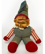 Vintage Christmas Pixie Elf Red &amp; White Striped Made In Japan Long Nose 12&quot; - $400.98 MXN