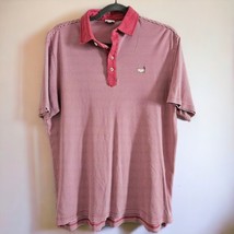 The Masters short sleeve red white stripe polo mens golf shirt size medium - $33.70