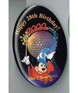 Happy 28th Birthday Walt Disney World Pin back button Pinback - €21,90 EUR