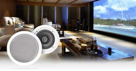 Pair Rockville HC85-16 White 8&quot; 700 Watt In-Ceiling Home Theater Speakers 16 Ohm - £73.93 GBP